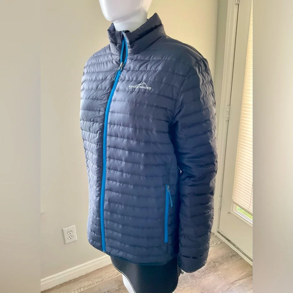 Eddie Bauer Full Zip Down Jacket, Size -S.  EB650, dark blue.